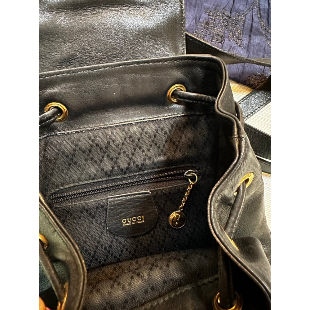 Gucci Black Leather Bamboo Handle Leather Backpack - Picture 11 of 13